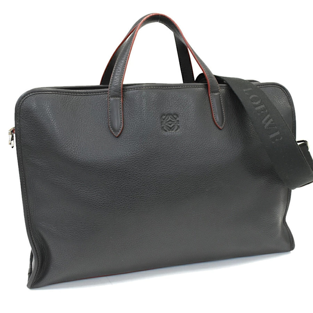 Loewe Briefcase Business Bag Leather Anagram Black